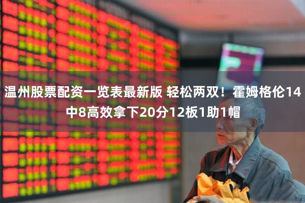 温州股票配资一览表最新版 轻松两双！霍姆格伦14中8高效拿下20分12板1助1帽